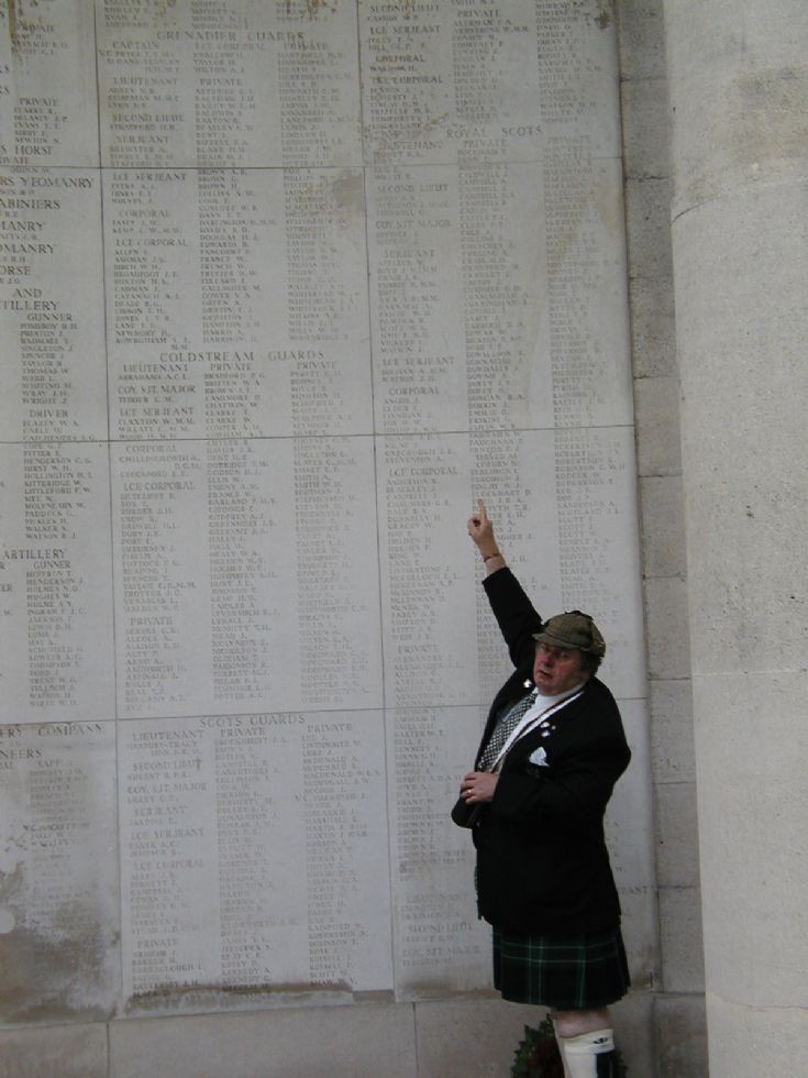 Sgt James Craib's name on memorial in Belgium