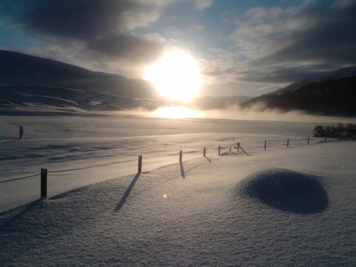 Frozen Loch Ericht near the Shieling