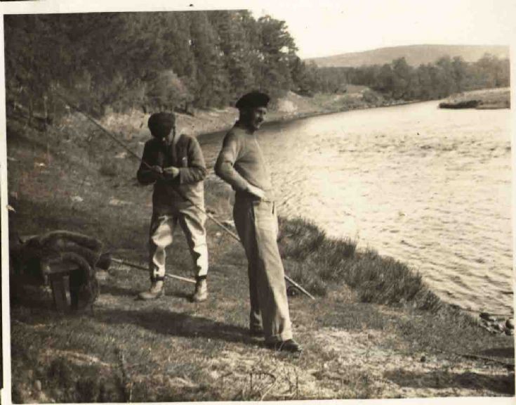 Monty at the fishing on the banks of the Spey 