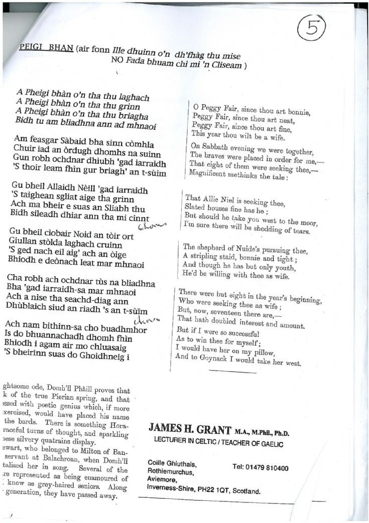 Lyrics to Peigi Bhan