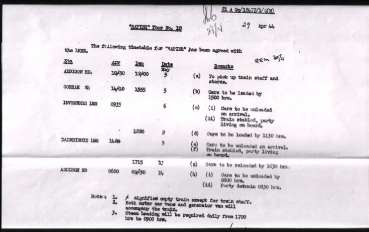 Movements of Rapier - General Montgomery's train 