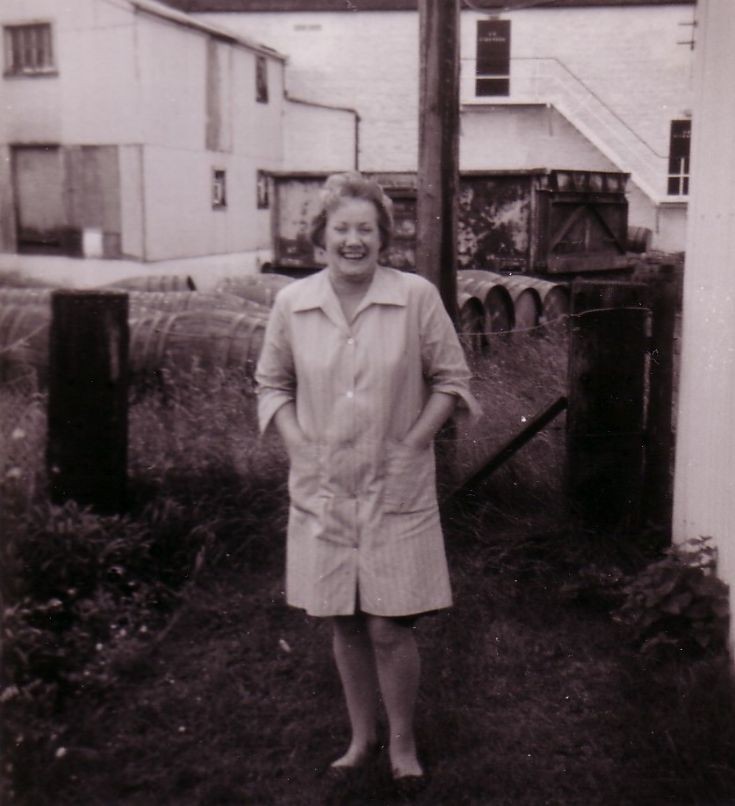 Mary Christie at Dalwhinnie Distillery - 1960's?